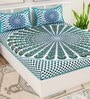 Turquoise Traditional 120 TC Cotton Queen Sized Bedsheet with 2 Pillow Cover