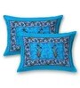 Blue Floral 120 TC Cotton Queen Sized Bedsheet with 2 Pillow Cover