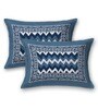 Navy Blue Abstract 120 TC Cotton Queen Sized Bedsheet with 2 Pillow Cover