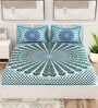 Turquoise Traditional 120 TC Cotton Queen Sized Bedsheet with 2 Pillow Cover