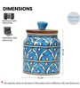 Turquoise Jodhpuri Hand Painted Ceramic Jar with Wooden Lid Set of 2