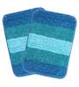 Blue Geometric Microfibre 20x14 Inches AntiSkid Bath Mat (Set of 2)