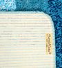Blue Geometric Microfibre 20x14 Inches AntiSkid Bath Mat (Set of 2)