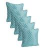Turquoise Geometric Poly Cotton 16 x 16 Inches Cushion Covers (Set of 5)