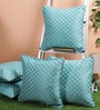 Turquoise Geometric Poly Cotton 16 x 16 Inches Cushion Covers (Set of 5)