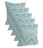 Turquoise Traditional Poly Cotton 16 x 16 Inches Cushion Covers (Set of 5)