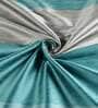 Turquoise Polyester Striped 5 Ft Blackout Eyelet 2 Window Curtains