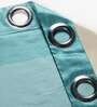 Turquoise Polyester Striped 5 Ft Blackout Eyelet 2 Window Curtains