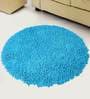 Blue Solid Cotton 35x35 Inches AntiSkid Bath Mat
