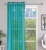 Turquoise Blue Solid Tissue 9 Ft Sheer Eyelet Door Curtains (Set of 2)