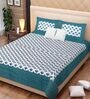 Turquoise Traditional 120 TC 100% Cotton Queen Bedsheet With 2 Pillow Covers