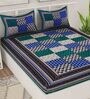 Turquoise Traditional 120 TC 100% Cotton Queen Bedsheet With 2 Pillow Covers