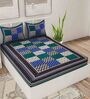 Turquoise Traditional 120 TC 100% Cotton Queen Bedsheet With 2 Pillow Covers