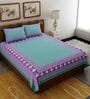 Turquoise Traditional 120 TC 100% Cotton Queen Bedsheet With 2 Pillow Covers