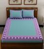Turquoise Traditional 120 TC 100% Cotton Queen Bedsheet With 2 Pillow Covers