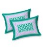 Turquoise Abstract 120 TC Cotton Queen Sized Bedsheet with 2 Pillow Cover