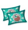 Turquoise Traditional 120 TC Cotton Queen Sized Bedsheet with 2 Pillow Cover