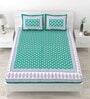 Turquoise Abstract 120 TC Cotton Queen Sized Bedsheet with 2 Pillow Cover