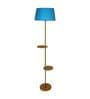 Felicity Turqouise Cotton Shade Shelf Floor Lamp With Metal Base