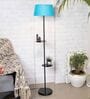 Gerard Turqouise Cotton Shade Shelf Floor Lamp With Metal Base
