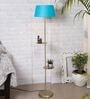 Felicity Turqouise Cotton Shade Shelf Floor Lamp With Metal Base