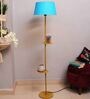 Felicity Turqouise Cotton Shade Shelf Floor Lamp With Metal Base