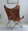 Turre Leather Full Back Lounge Chair In Natural Finish