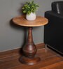 Tuscan Solid Wood End Table in Natural & Walnut Finish