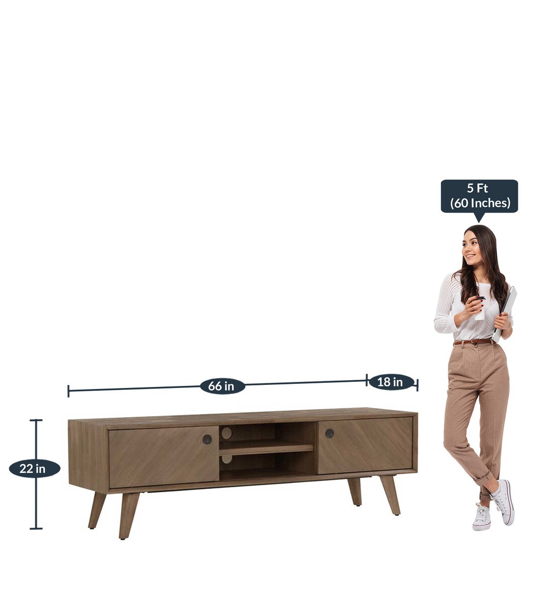 Buy TV Console for TVs up to 65\ In Brown Ash Colour By Spades Online