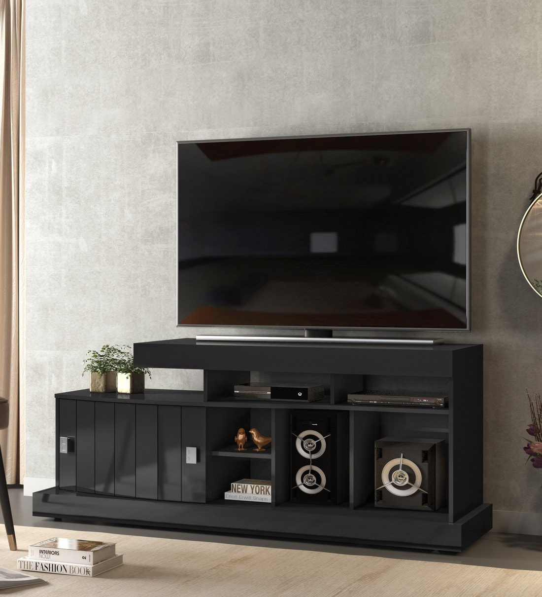 Buy Kenya TV Unit in Glossy Black Finish by Colibri Online Modern TV