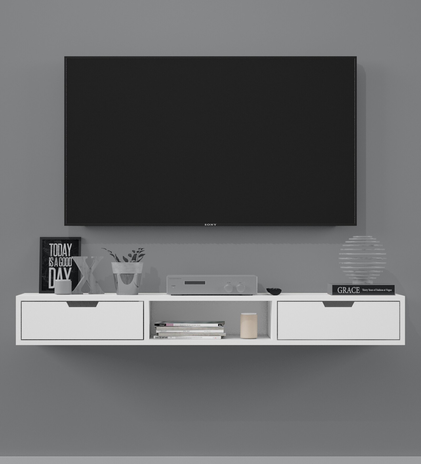 Murray TV Unit in White Finish Murray TV Unit in White Finish