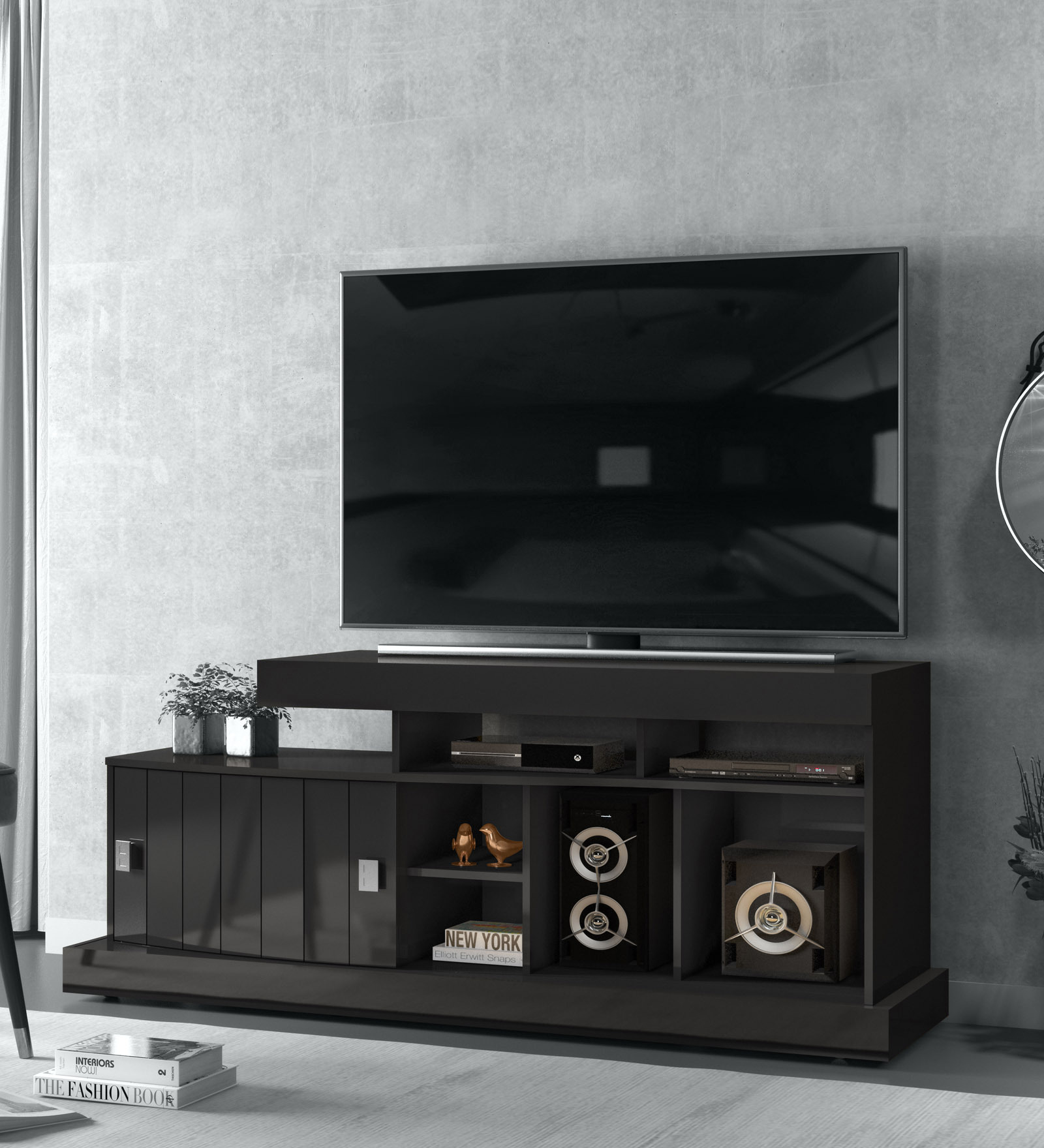 Buy Kenya TV Unit in Glossy Black Finish at 100 OFF by Colibri Pepperfry