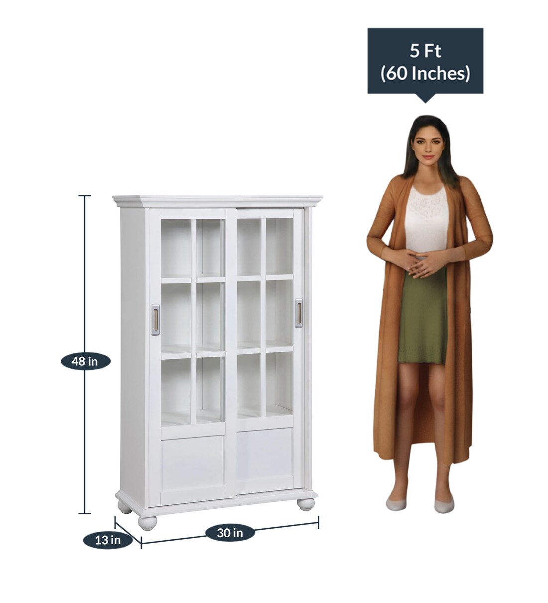 Buy Home Aaron Lane Bookcase with Sliding Glass Doors in White by Twigs