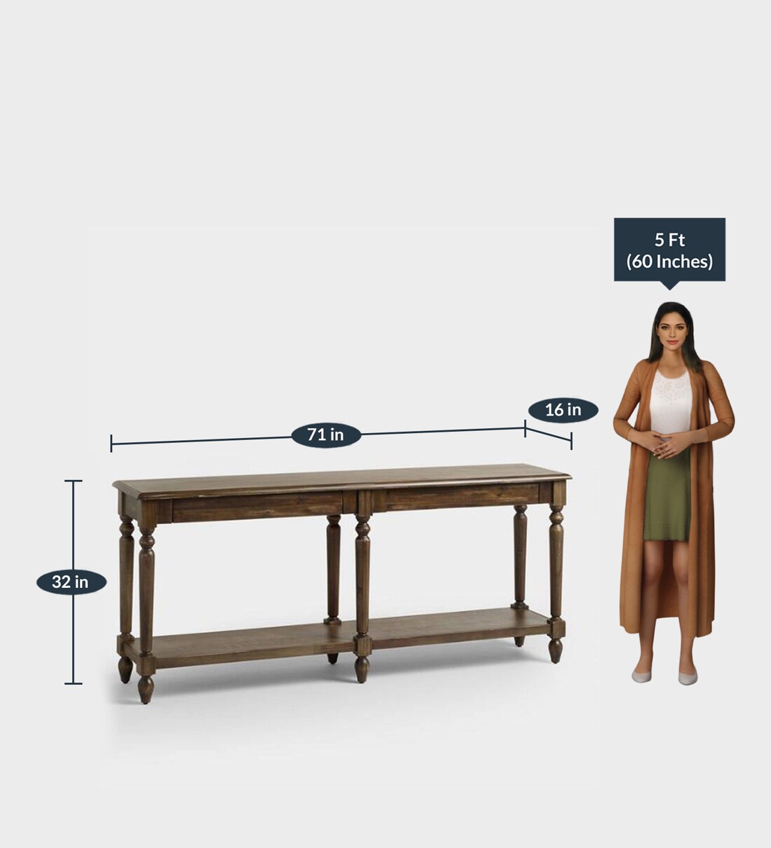 Buy Everett Foyer Console Table in Burnt Alder Wood by Twigs Direct