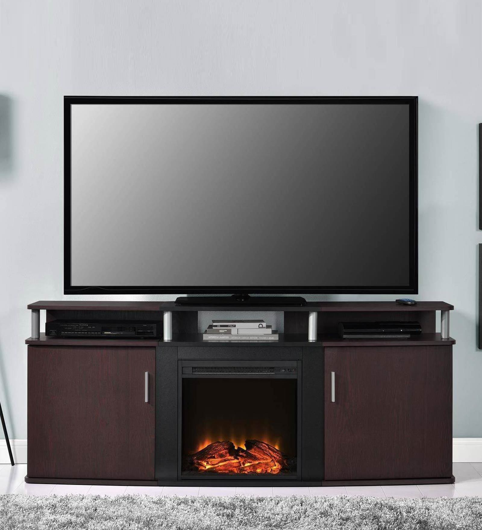 Buy Ameriwood Home Brooklyn Electric Fireplace TV Unit in Cherry ...