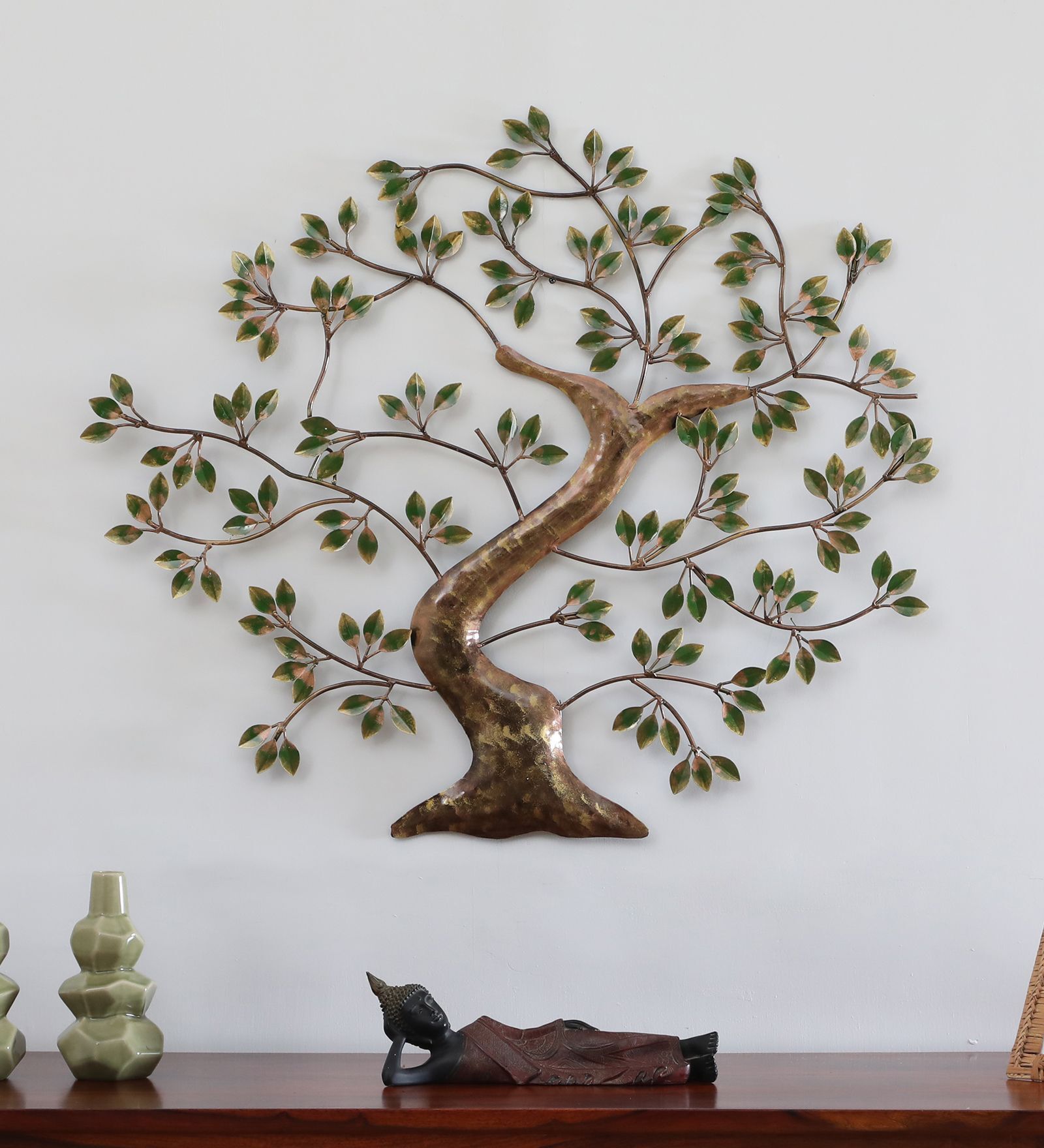 Twisted Tree Multicolour Handmade Metal Wall Art