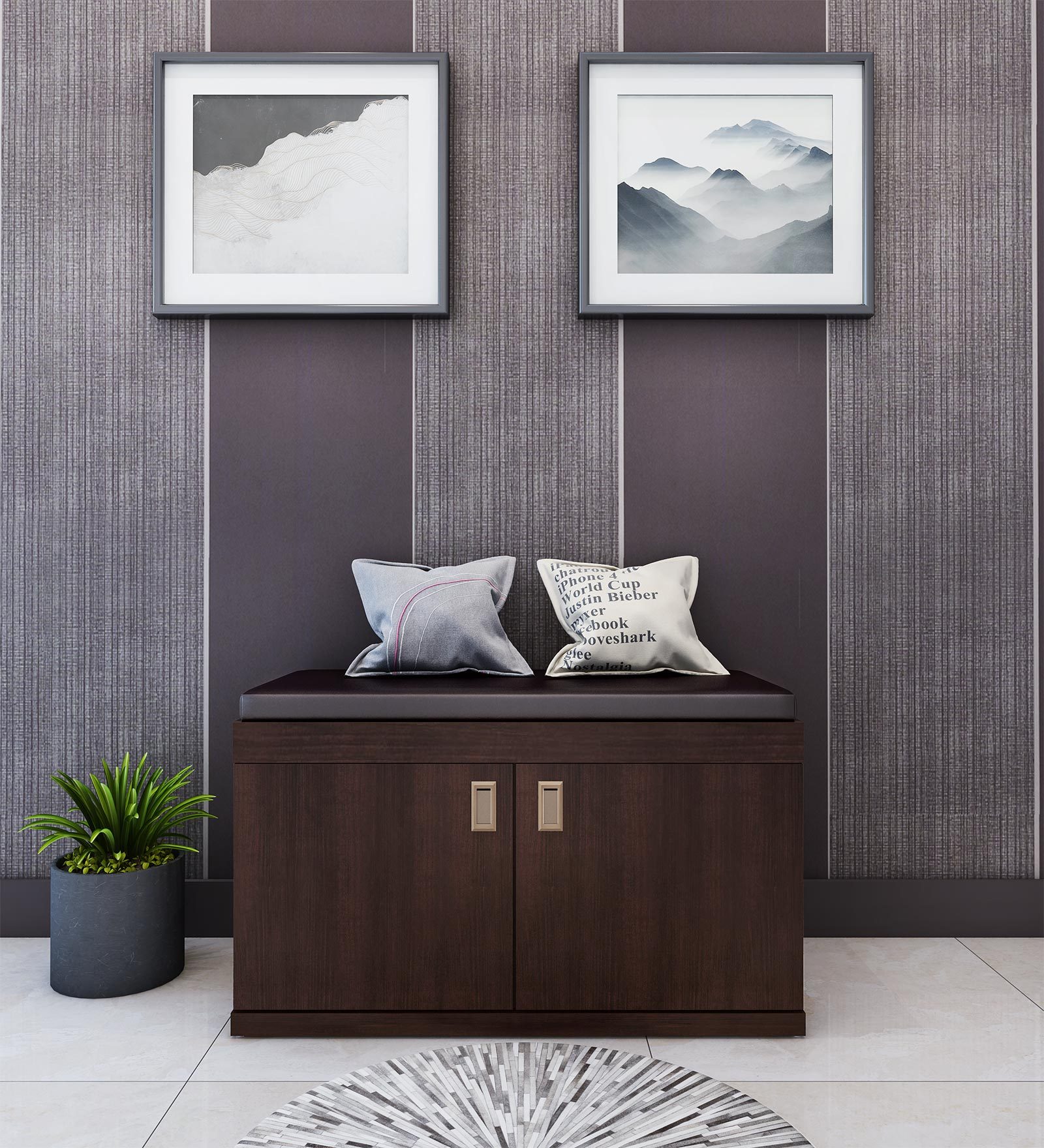 Shoe Shoe Rack with Seating in Wenge Finish with 3 Tier