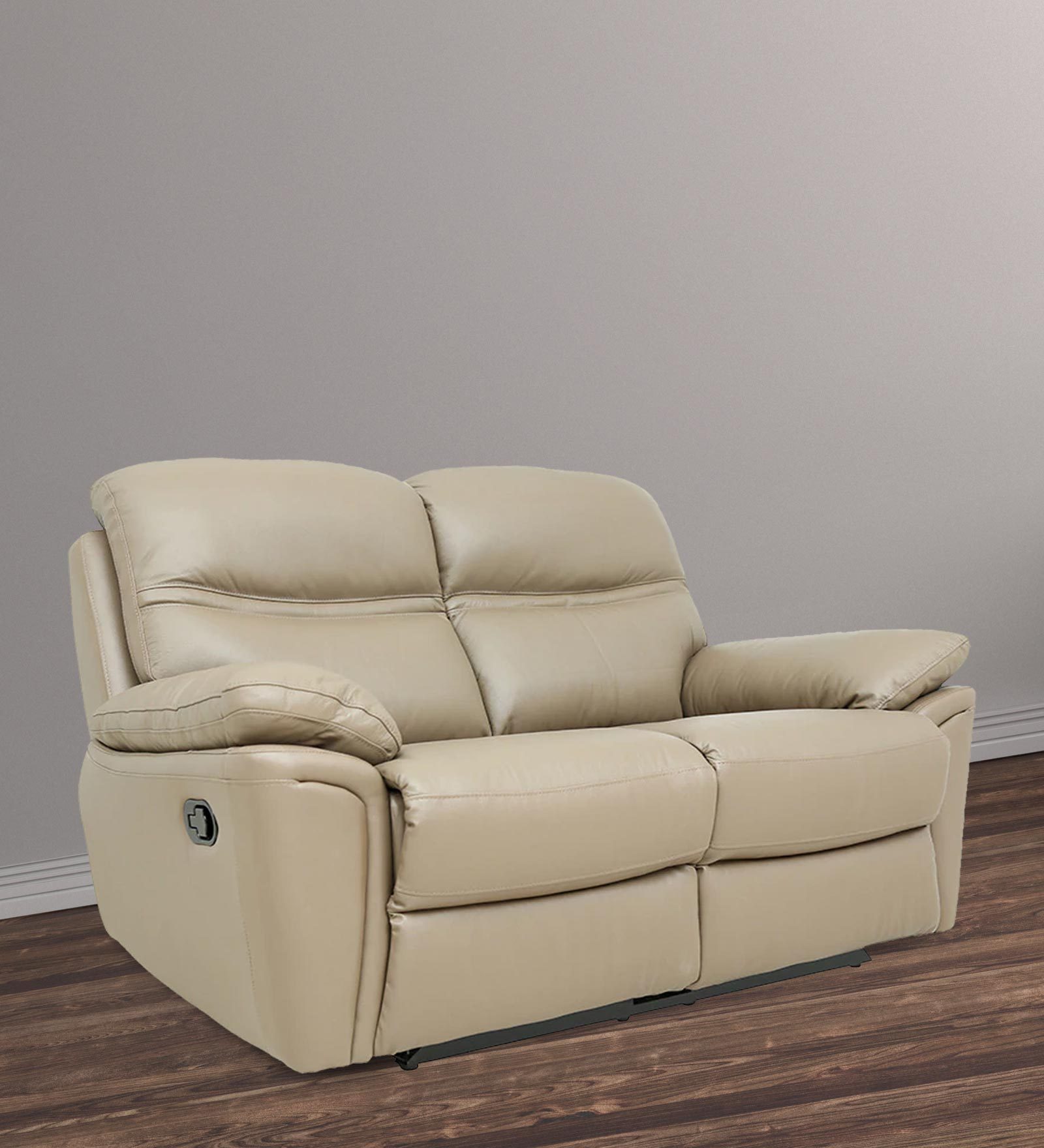 Buy Two Seater Recliner Sofa in Half Leather Taupe Colour by Star India