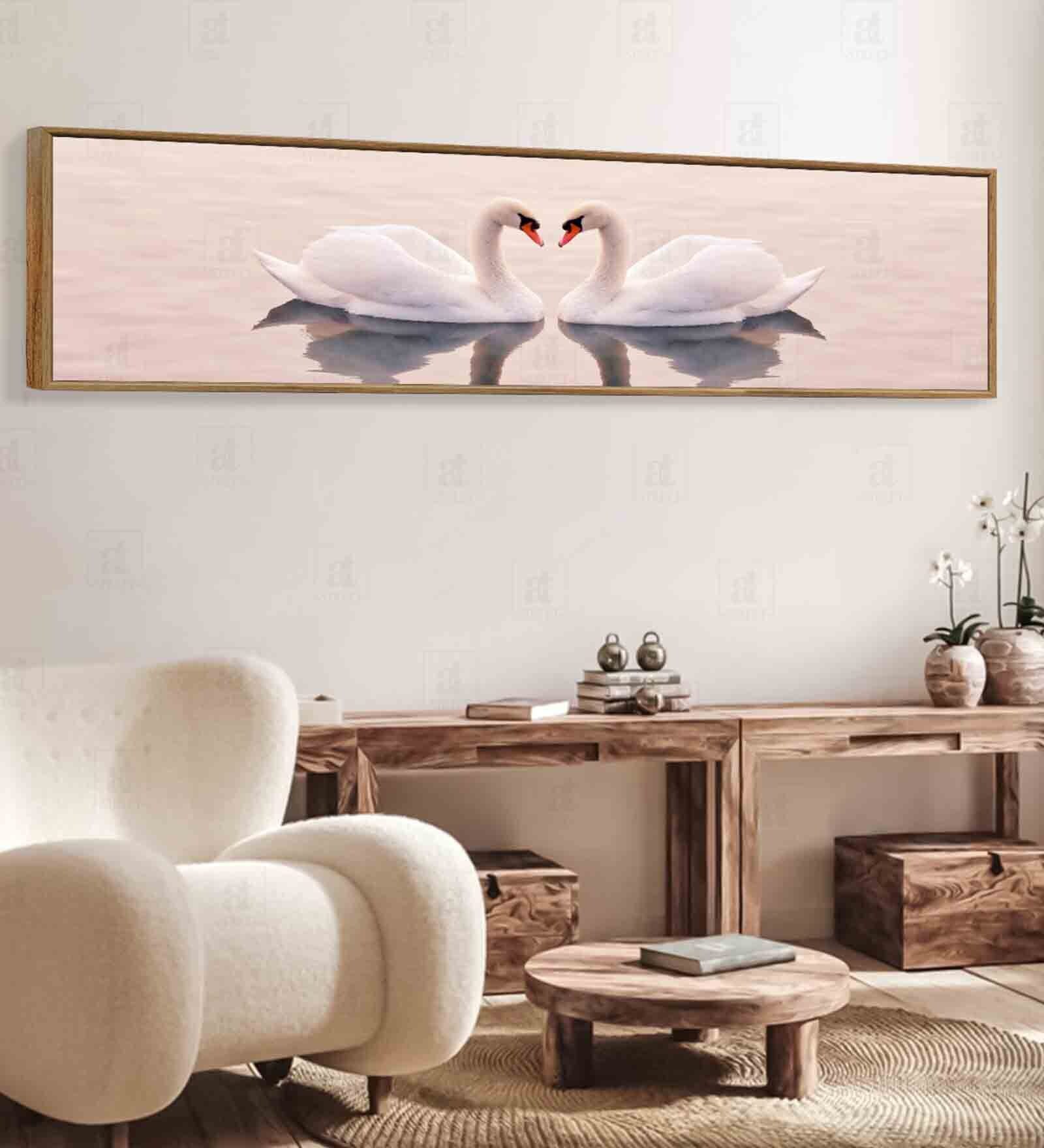 Two Swan Love In The Lake Canvas Art Print