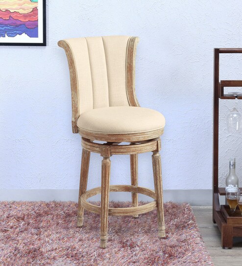 Channel Fullback Stool In Natural Linen By Twigs Direct