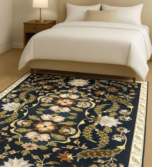 Twilight Floral Printed Polyester 3 X 5 Feet Machine Made Carpet