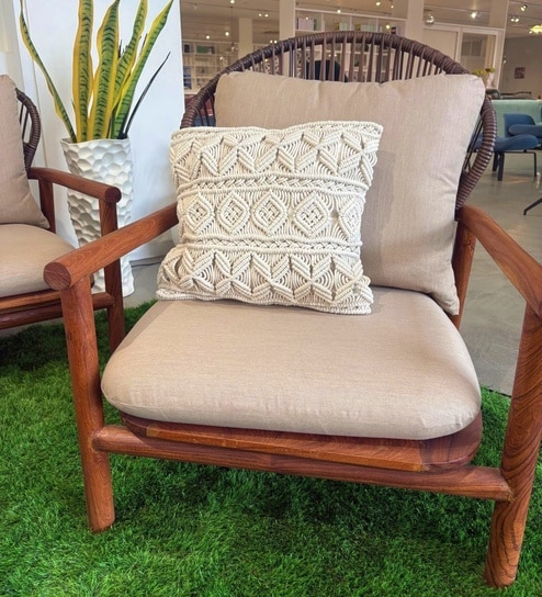 Twine 100% Cotton 16X16 Inches Macrame Cushion Cover