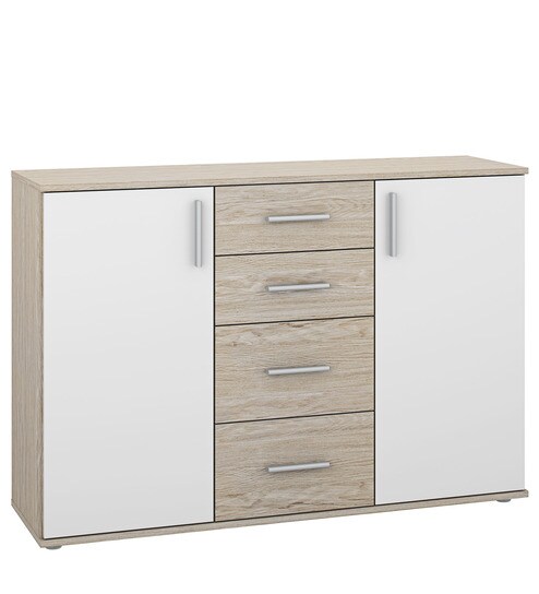 Buy Okita Two Door And Four Drawer Storage Cabinet In White And