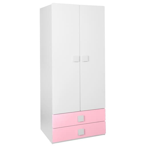 Buy Two Door Wardrobe With Two Drawers In Pink Colour By Alex