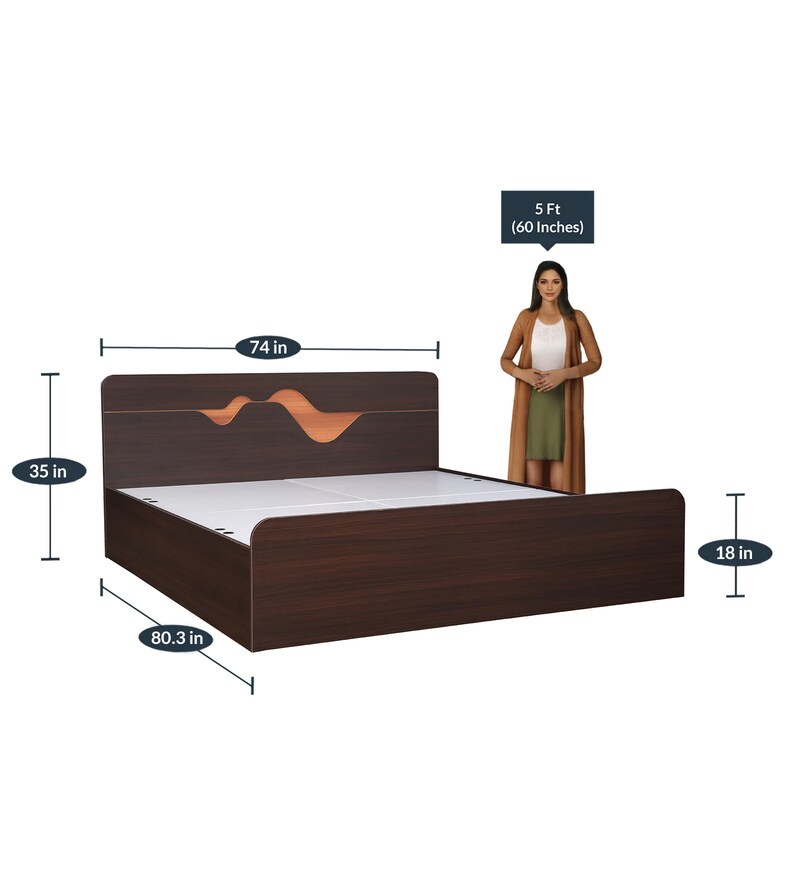Buy Tweady King Size Bed with Storage in Denever Oak Finish by HomeTown