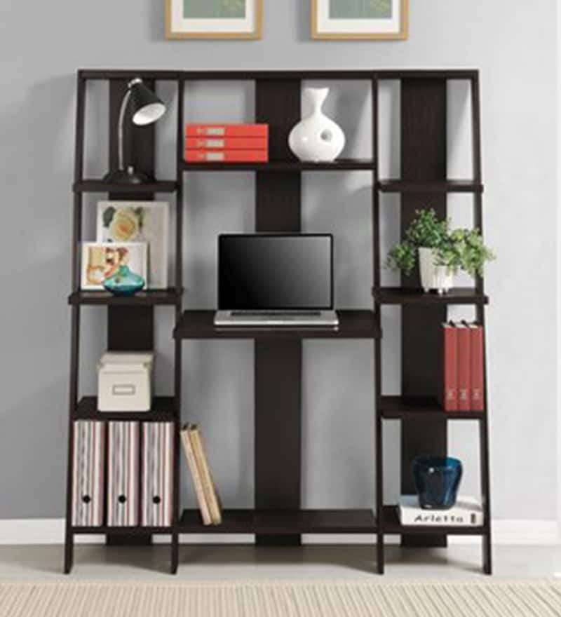 Buy Gradient Ladder Bookcase With Desk In Espresso By Twigs Direct