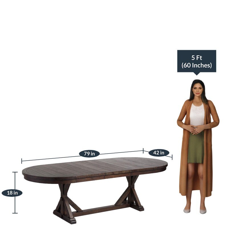 rustic brown oval wood brooklynn extension dining table