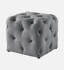 Tweaked Velvet Pouffe In Grey Colour