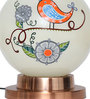 Tweet It Beige Glass Shade Table LED Lamp With Antique Copper Base