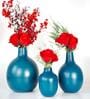 Twig Blue Iron (Pack of 3) Vases